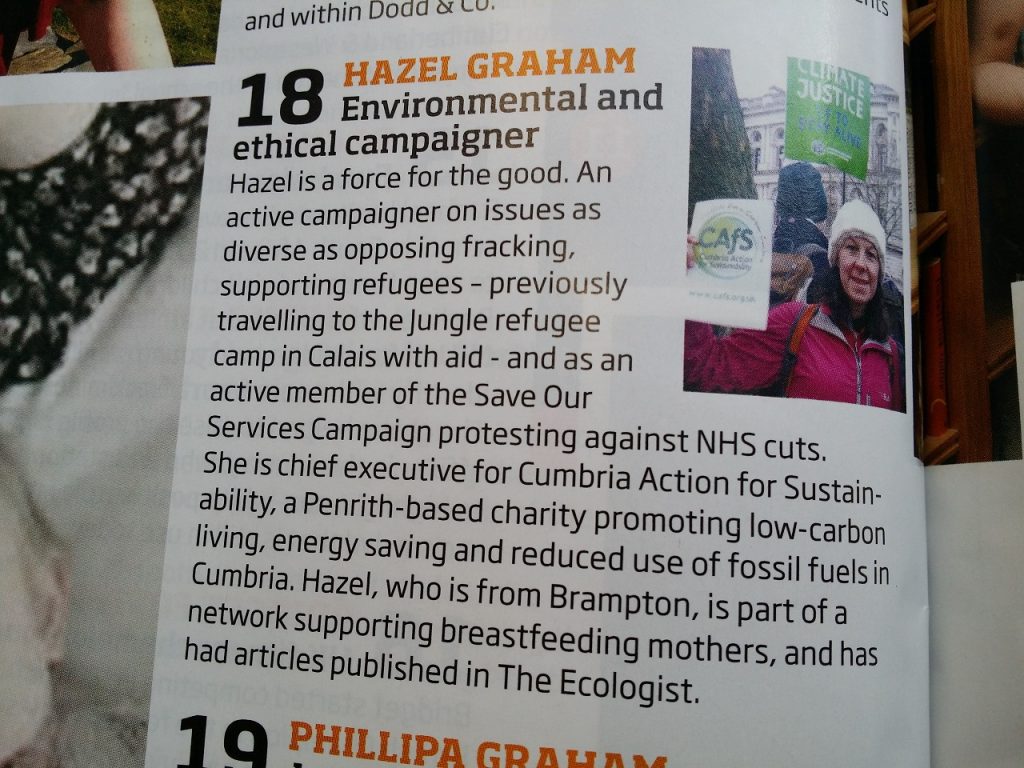 Article from Carlisle Living March 2019 with Hazel Graham CAfS