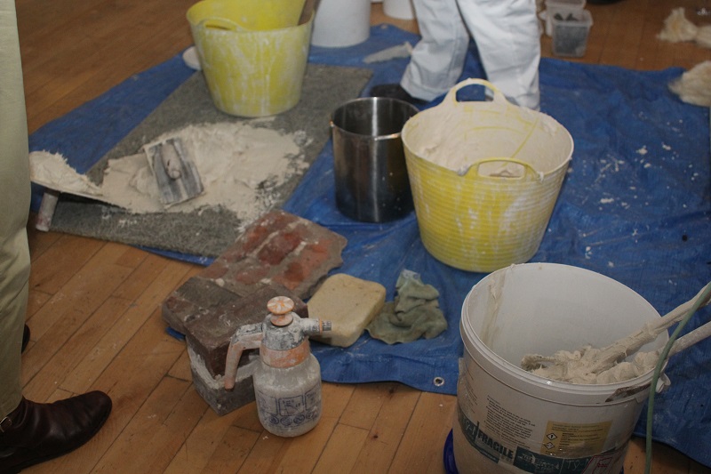 Demonstration of making lime insulation at a workshop in Alston - pare of Alston Moor Greenprint and Townscape Heritage Scheme