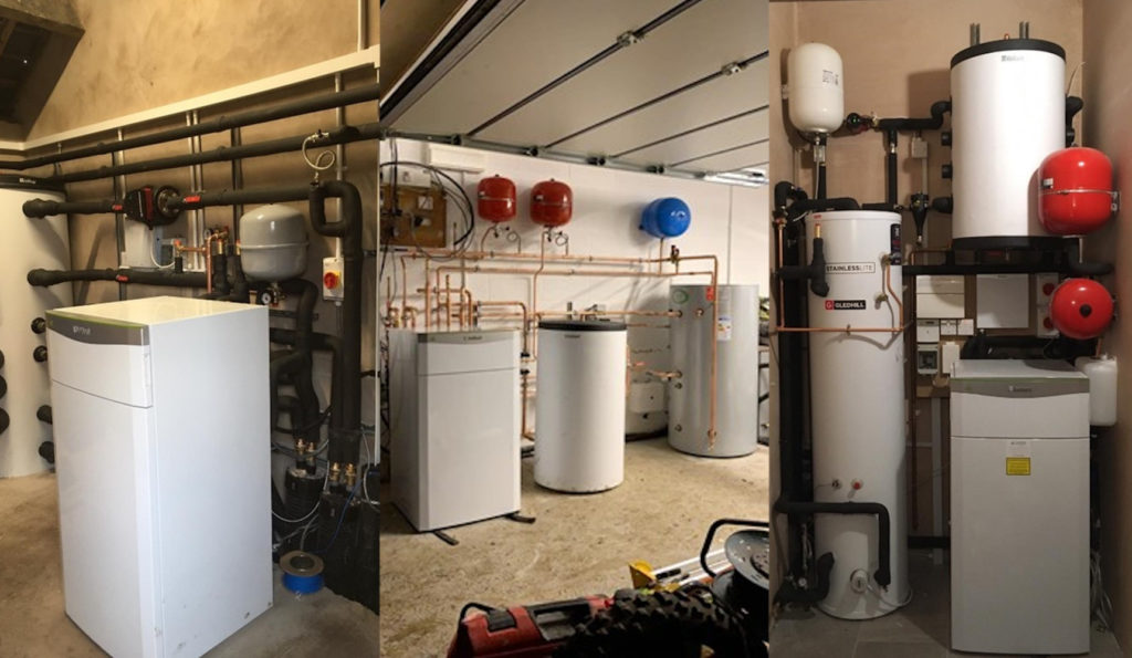 Three images of Heatpumps