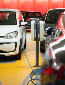 electric vehicles charging in car park