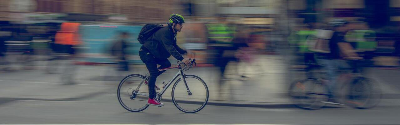 Cyclists in a city