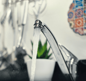 water flowing from a kitchen tap