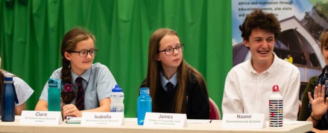 Young climate activists on a panel