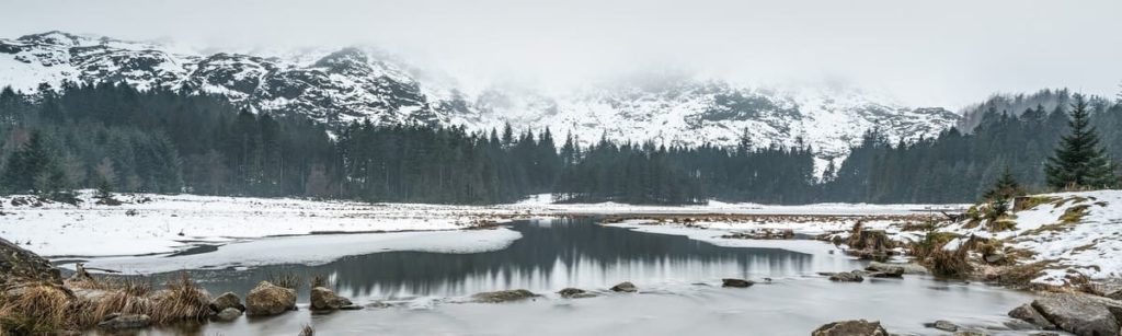 Wintry lake district scene