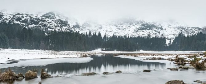 Wintry lake district scene