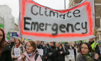 Demonstrators calling for a climate emergency - photo by Steve Eason