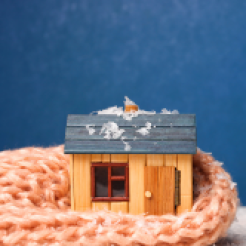 House wrapped in scarf